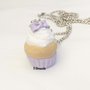 Collana cupcake lilla con fiocchetto lilla in pasta polimerica fimo