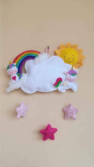 Fiocco nascita, mod. unicorno, 43 x 35 cm Fiocco nascita, mod. unicorno, 43 x 35 cm