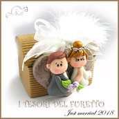 Bomboniera " Just married cuore bronzo   " portaconfetti segnaposto scatolina matrimonio kawaii idea regalo sposi personalizzabile 