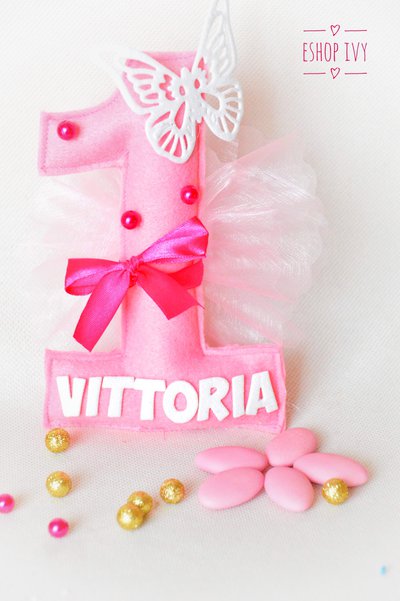 Gadget primo compleanno numero uno con nome colore rosa o azzurro Gadget primo compleanno numero uno con nome colore rosa o azzurro