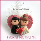 Bomboniera portaconfetti tulle " Just married cuore rosso  " portaconfetti segnaposto matrimonio kawaii idea regalo sposi personalizzabile 