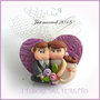 Bomboniera portaconfetti tulle  " Just married cuore viola  " segnaposto matrimonio kawaii idea regalo sposi personalizzabile 