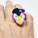 Anello pansè, anello viola del pensiero, viola del pensiero, pasta di mais, porcellana fredda, anello violetta, anello viola, anello fiore