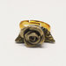 Anello rosa grigia e foglie nere, anello dorato, elegante, rosa dorata, anello romantico, pasta di mais, porcellana fredda, anello fiore
