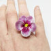 Anello pansè, anello viola del pensiero, viola del pensiero, pasta di mais, porcellana fredda, anello violetta, anello pansè, anello fiore