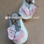 Scarpine bianche con farfalla rosa - neonata/bambina - fatte a mano - uncinetto - Battesimo