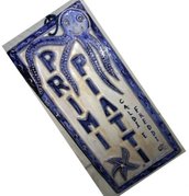 Lastra in maiolica con cornice, disegni e scritte a bassorilievo con soggetto marino  blu e sue sfumature