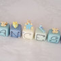 Cake topper cubi con orsetti in scala di blu - 9cubi 9 lettere - FRANCESCO