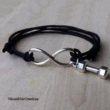 Bracciale simbolo infinito e manubrio pesi body building