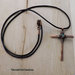 Collana  medievale croce wire in rame e pietra giada