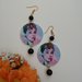 Orecchini di carta rotondi pendenti Audrey Hepbyrn con perline nere