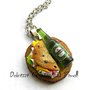 Collana Vassoio con Piadina prosciutto, insalata e formaggio e birra - idea regalo - miniature - handmade