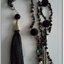 Long necklace silver tassel black