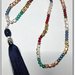 Long necklace multicolor & tassel dark blue