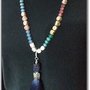 Long necklace multicolor & tassel dark blue