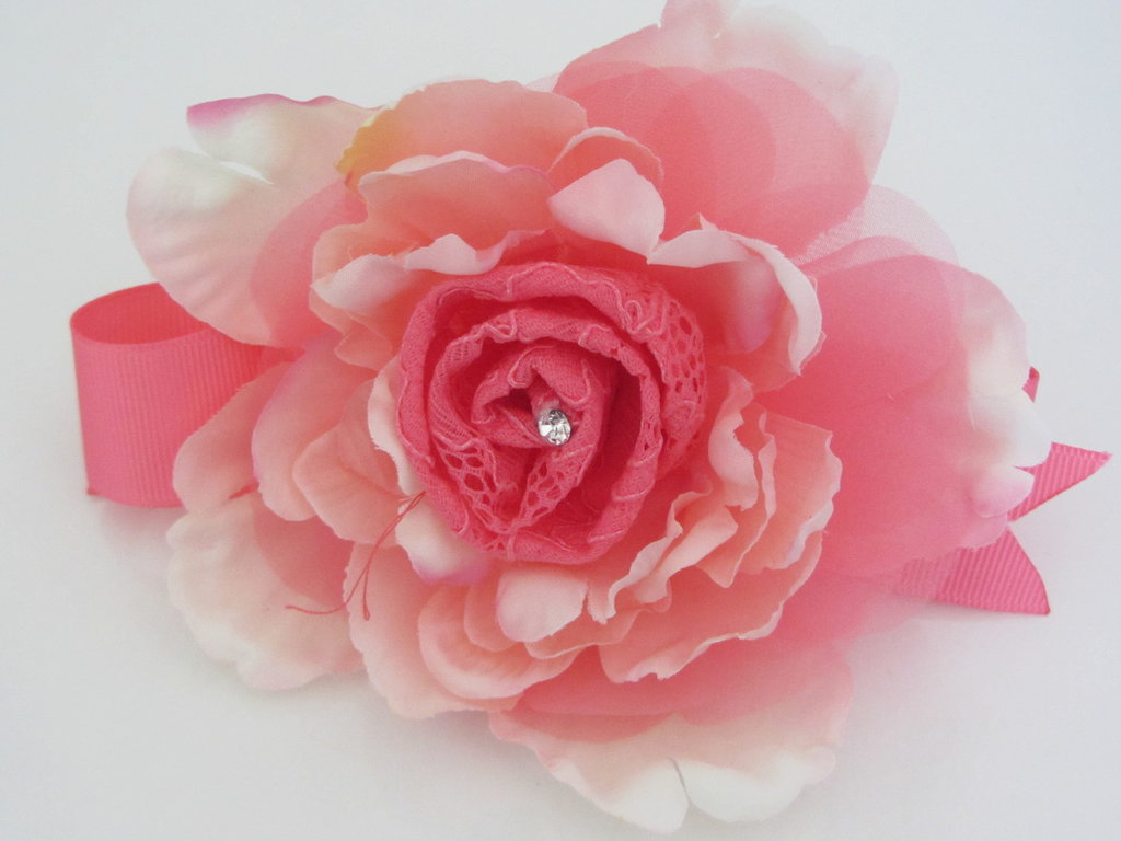 Fermaglio Per Capelli Con Fiore Di Peonia Hanfu - Spilla E Forcina Multiuso Per Matrimoni (Rosa/Rossa)