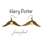 Orecchini boccino d'oro harry potter hogwarts quidditch magia 