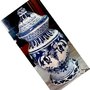 Vaso con tappo di maiolica manufatto dipinto a mano con monocolore blu e sue sfumature