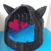 Cuccia lettino con orecchie per gatto o piccolo cane, intrecciata a mano, colore nero