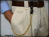Catena per pantaloni, maglia gourmette colore oro, attacco regolabile per cintura in cuoio, lunga cm.52, idea regalo - Italyhere