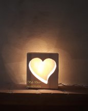 Lampada in legno e striscia LED - Luce d'atmosfera - Lampada a cuore