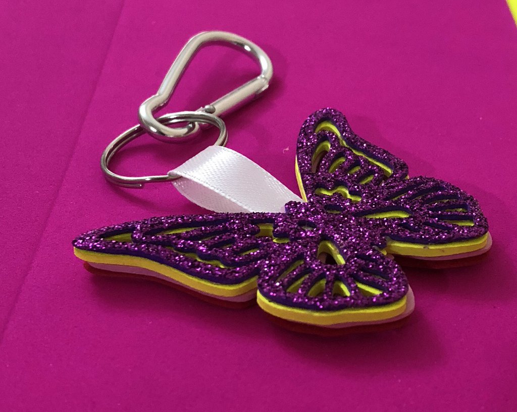 Portachiavi A Lettera Con Farfalla E Glitter Rosa T TAKONE - Ciondolo In Resina Con Paillettes A Stella - Regalo Con Confezione Per Donne E Bambine