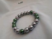 Bracciale perle argento e verde lucido