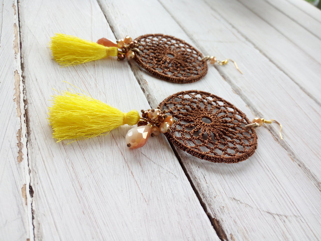 Orecchini Girasole Donna Bohemien Con Frange: Pendenti Floreali A Forma Di Margherita, Gioielli Ipoallergenici Per Feste E Regali