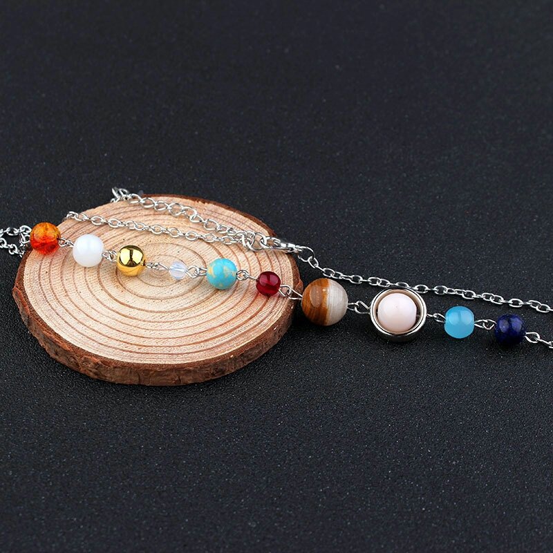 Collier Système Solaire Avec Pendentif Galaxie En Acier - Unisexe - Neuf Avec étiquettes