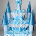 Torta di Pannolini Pampers Castello maschio bimbo azzurro idea regalo, originale ed utile, per nascite, battesimi baby shower