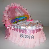Torta di Pannolini Pampers CARROZZINA / CULLA - idea regalo, originale ed utile, per nascite, battesimi e com... 