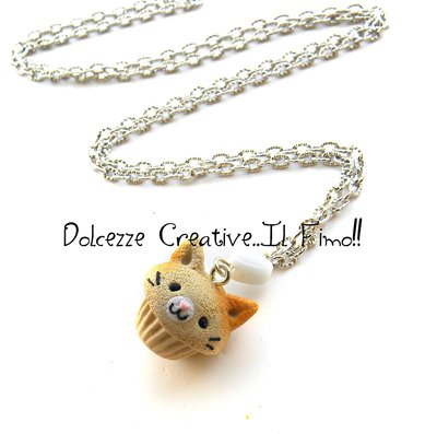 Collana Cupcake gatto - gattino - miniature - idea regalo handmade kawaii in fimo Collana Cupcake gatto - gattino - miniature - idea regalo handmade kawaii in fimo