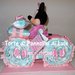 Torta di Pannolini Pampers Moto bicicletta Peluche Minnie idea regalo nascita battesimo baby shower