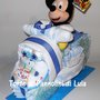 Torta di Pannolini Pampers Moto bicicletta peluche Topolino lenzuola idea regalo nascita battesimo baby shower