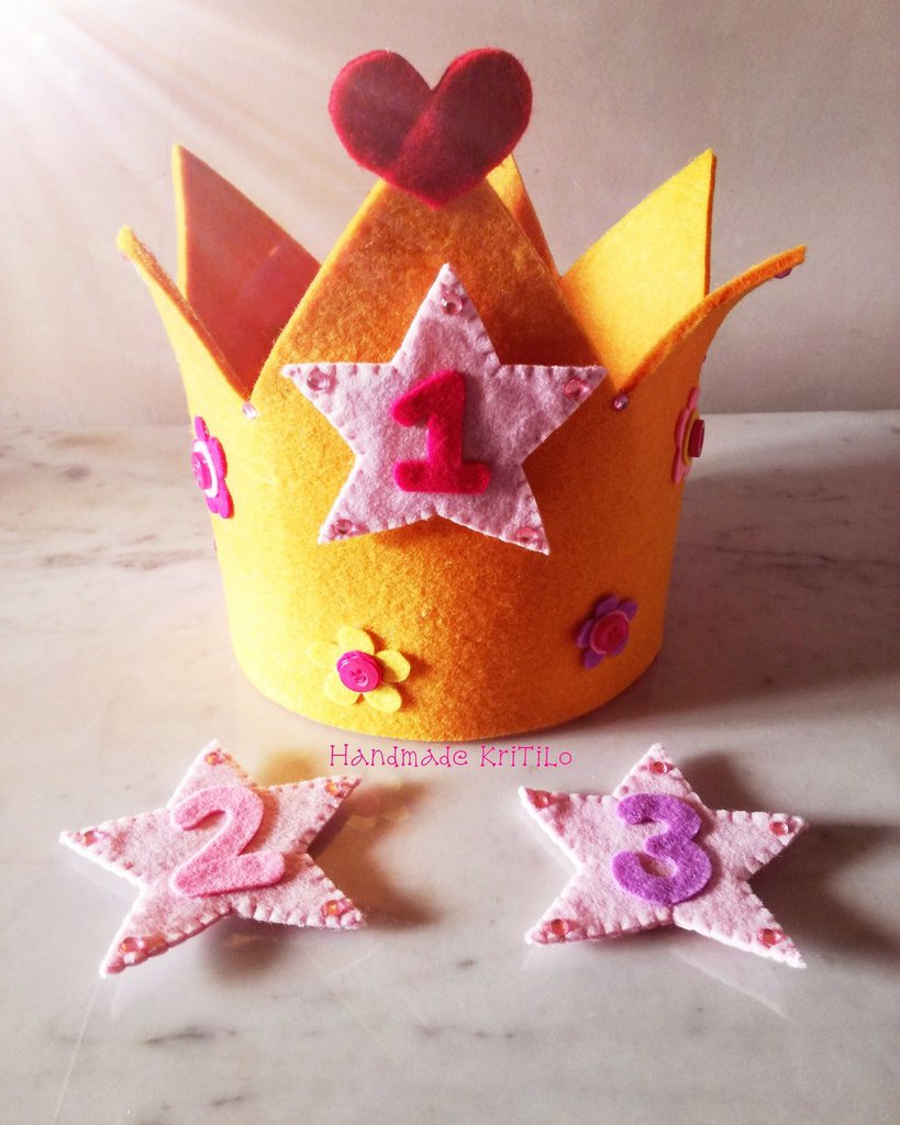 XiYee 6 Pezzi Corona Compleanno Bambini Fai da Te Corona di Feltro Lavoretti Creativi Principessa Corone per Decorazioni Regali di Compleanno e Articoli per Feste 