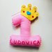 Bomboniera compleanno principesse numero 1 con corona Ludovica Handmade KriTiLo
