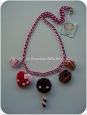 Collana miniature "Dolcetti" in fimo (base rosa)