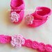 Scarpine e fascia bambina in puro cotone con fiore rosa