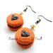 Orecchini Macarons heart - Macaron arancioni all'arancia e cioccolato  - miniature handmade