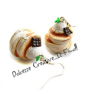 Orecchini Pancake soffici japan style con gelato alla vaniglia, foglie di menta e cioccolato - idea regalo - miniature