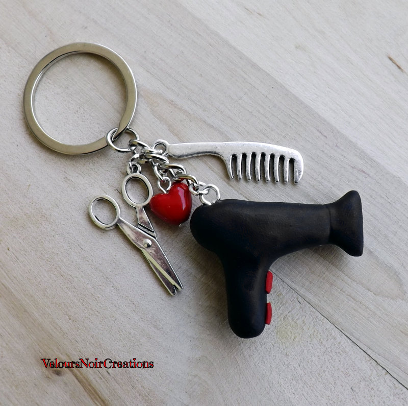 Personalizzato 3D forbici asciugacapelli K capelli Design portachiavi in acrilico con nome Compleanno Natale Apprezzamento Regalo per parrucchiere - CALLIE