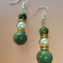 orecchini con perle di  agata verde e perla bianche, gioielli stile classico