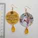 Mary Poppins orecchini di carta pendenti con ciondolo a cerchio e perla a goccia gialla