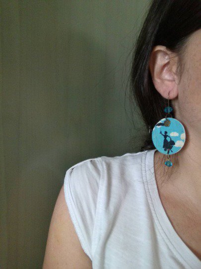 Orecchini A Perno Mary Poppins In Argento 925 Con Smalto Nero – Eleganti E Ipoallergenici Per Donne E Ragazze