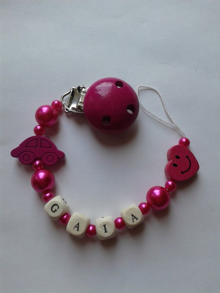 Catenella Portaciuccio Personalizzata Con Nome - Legno E Silicone, Regalo Perfetto Per Neonati - Foto 6