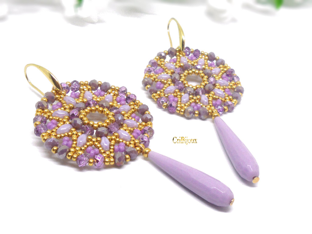 Orecchini Michal Negrin A Goccia Piccola – Cristallo E Smalto Viola Vintage