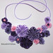 Collana kanzashi fatta a mano " Tanti fiori colore viola, rosa,lilla"1