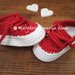 Scarpine neonato/sneakers tennis cotone rosso fondo bianco - uncinetto