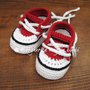 Scarpine/sneakers bambino cotone rosso/bianco/nero - fatte a mano - uncinetto