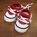 Scarpine/sneakers bambino cotone rosso/bianco/nero - fatte a mano - uncinetto